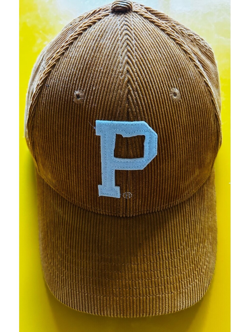 Portland Gear Camel Corduroy P Logo Strapback Hat Brown Leather Strap Cap